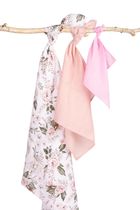 Sensillo, pieluchy muślinowe, kwiaty, 38-38 cm, 60-80 cm, 120-120 cm, 3 szt.