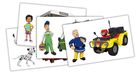 Simba, Strażak Sam, Mike, Mandy, Steele i Schnuffi, zestaw 4 figurek z naklejkami