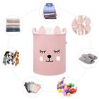 Sipo, kosz na zabawki XL, bawełniany, wodoodporny, zamykany na ściągacz, Różowy miś