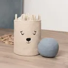 Sipo, Miś, kosz na zabawki XL, premium boucle, zamykany na ściągacz, beżowy