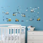 Sipo, naklejki na ścianę do pokoju dziecięcego, Traktory i koparki