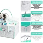 Sipo, organizer na pieluszki i akcesoria niemowlęce dla mamy i dziecka, szaro-miętowy