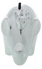 Skarbonka ceramiczna, słoń, srebrny z koroną średni, 15,7-8-12 cm