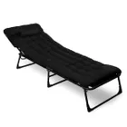 Składane łóżko turystyczne z materacem, czarne, 68-200 cm