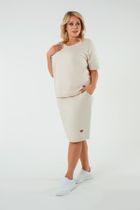 Spódnica damska, plus size, beżowa, Stella, Italian Fashion