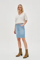 Spódnica jeansowa damska, niebieska, Moodo