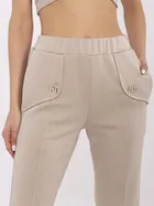 Spodnie dresowe damskie, beżowe, Italy Moda