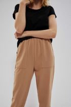 Spodnie materiałowe damskie, beżowe, Moodo