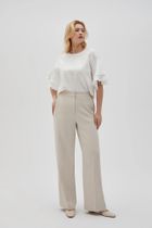 Spodnie materiałowe damskie, beżowe, Moodo