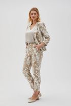 Spodnie materiałowe damskie, białe, Moodo