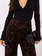Spodnie materiałowe damskie, brązowe, Italy Moda