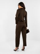 Spodnie materiałowe damskie, brązowe, Italy Moda