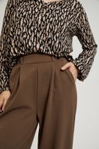 Spodnie materiałowe damskie, brązowe, Moodo