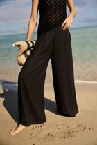 Spodnie materiałowe damskie, czarne, Moodo