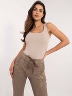 Spodnie materiałowe damskie, khaki, Italy Moda