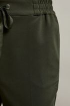 Spodnie materiałowe damskie, khaki, Moodo