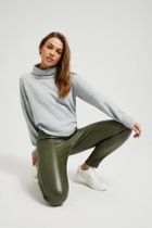 Spodnie materiałowe damskie, khaki, Moodo