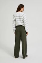 Spodnie materiałowe damskie, khaki, Moodo