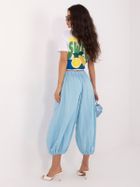 Spodnie materiałowe damskie, niebieskie, Italy Moda