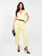 Spodnie materiałowe damskie, żółte, Italy Moda