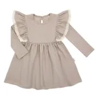 Sukienka dziewczęca z długim rękawem, beżowa, Nicol