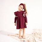 Sukienka dziewczęca z długim rękawem, burgundowa, Nicol
