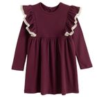 Sukienka dziewczęca z długim rękawem, burgundowa, Nicol
