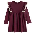 Sukienka dziewczęca z długim rękawem, burgundowa, Nicol