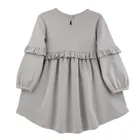 Sukienka dziewczęca z długim rękawem, szara, Nicol