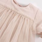 Sukienka dziewczęca z krótkim rękawem, beżowa, Eevi