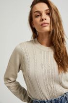 Sweter damski, beżowy, Moodo