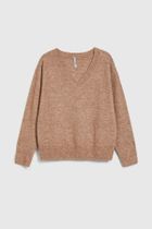 Sweter damski, brązowy, Moodo