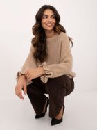 Sweter damski, oversize, beżowy, Italy Moda