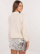 Sweter damski, oversize, beżowy, Italy Moda