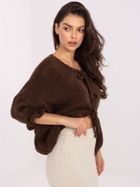 Sweter damski, oversize, brązowy, Italy Moda