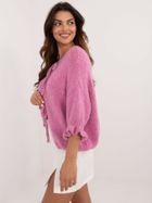 Sweter damski, oversize, różowy, Italy Moda