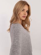 Sweter damski, oversize, szary, Italy Moda