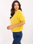 Sweter damski, oversize, żółty, Italy Moda