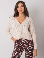 Sweter damski, rozpinany, beżowy, Sublevel