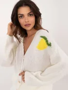 Sweter damski, rozpinany, ecru, Italy Moda