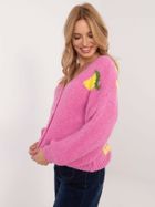 Sweter damski, rozpinany, różowy, Italy Moda