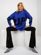 Sweter damski z wełną, oversize, niebieski, Rue Paris