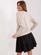 Sweter damski z wełną, rozpinany, beżowy, Rue Paris