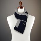 Szalik męski z wełną, granatowo-szary, Peterson