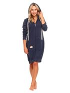 Szlafrok damski z kapturem, granatowy, Doctor Nap