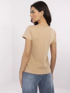 T-shirt damski, beżowy, Basic Feel Good