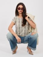 T-shirt damski, beżowy, Sublevel