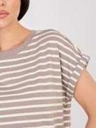 T-shirt damski, beżowy, Sublevel