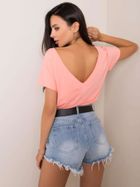 T-shirt damski, brzoskwiniowy, Basic Feel Good