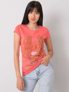 T-shirt damski, koralowy, Ex Moda